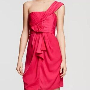 BCBG Maxazria Palais Luxe Satin One-Shoulder Pink Sheath dress 4